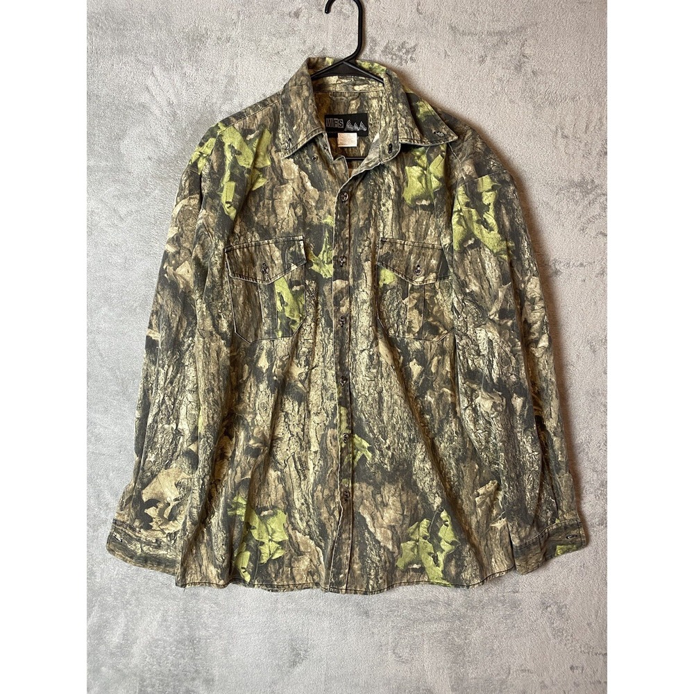 WFS Element Gear Mens Large Camo Tree Long Sleeve Button Front Hunting Shirt